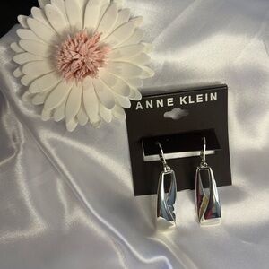 Anne Klein sculptured drop Silver Earrings